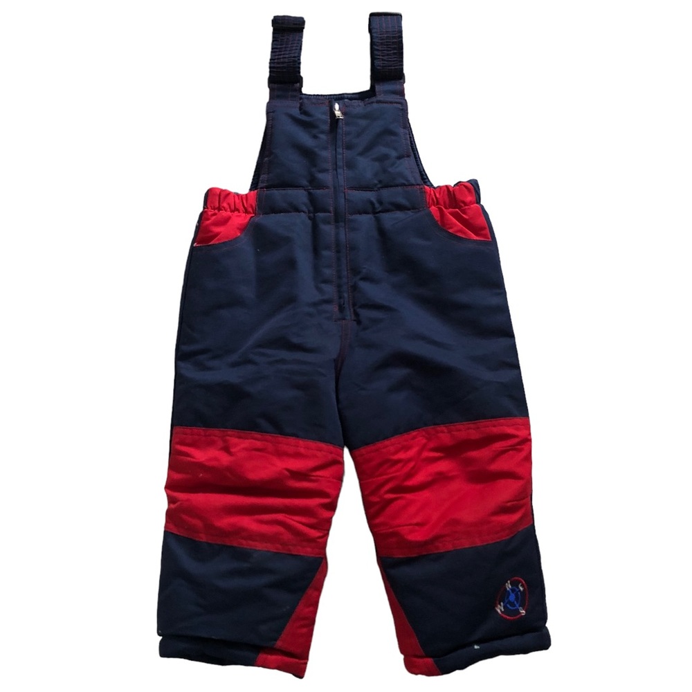 Bon Bebe Kids Half Zip Snow Pants Bib Overalls, Navy Red Size 18 Months